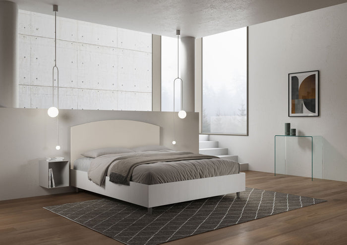 Letto Matrimoniale 160x200 cm con Rete e Contenitore Antilia Tortora