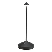 Lampada a led da tavolo Pina Pro Nero Opaco ricaricabile e dimmerabile senza fili Zafferano 2200-2700-3000K IP54 Batteria da 12h