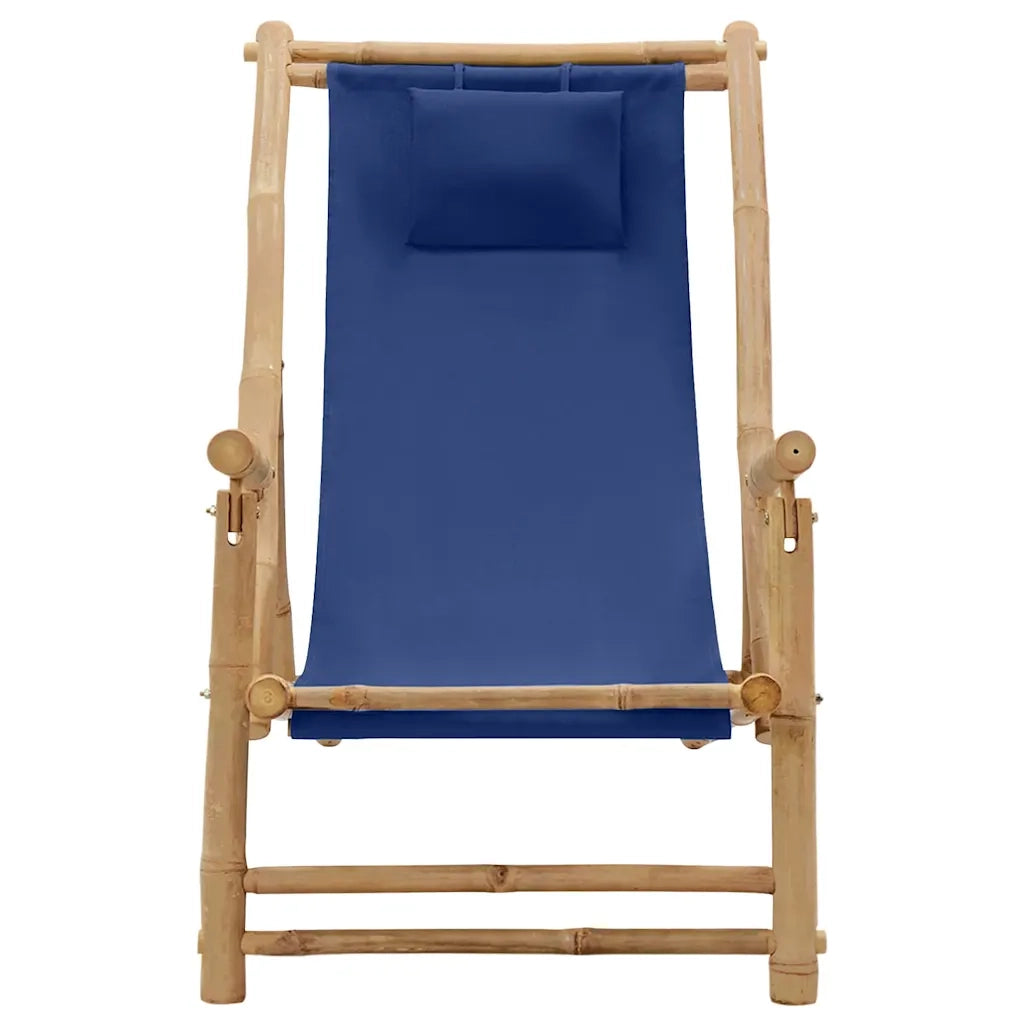 Sedia da Giardino | Sedia a Sdraio in Bamb¨´ e Tela Blu Marino