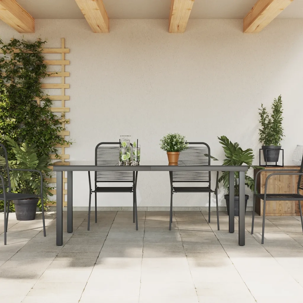 Tavolo da Giardino Nero 190x90x74 cm in Alluminio e Vetro 42789