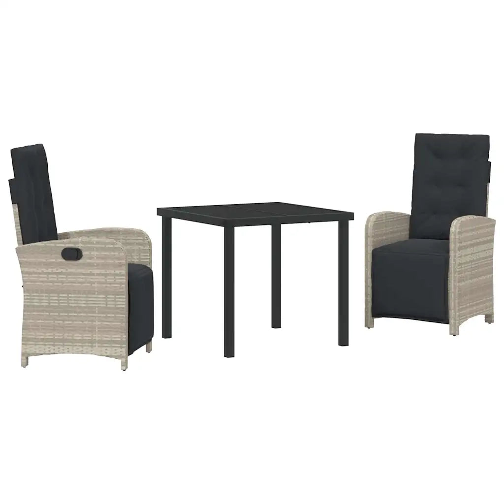 Set da Pranzo per Giardino 3 pcs Grigio chiaro polyrattan 3380344