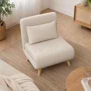 Poltrona letto 2 in 1 con schienale regolabile 6 posizioni in velluto beige