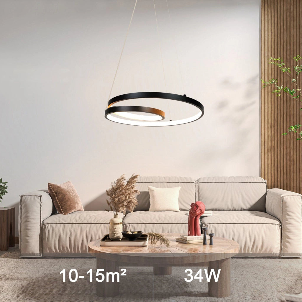 Lampada a sospensione ZMH 40 cm Design moderno Nero Soggiorno Sala da pranzo Camera da letto