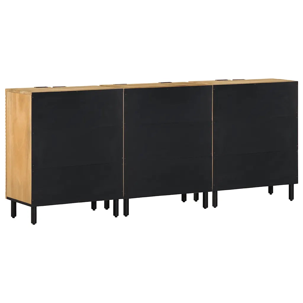 Credenze 3 pz Marrone 60x33x75 cm in Legno Massello di Mango 3310005