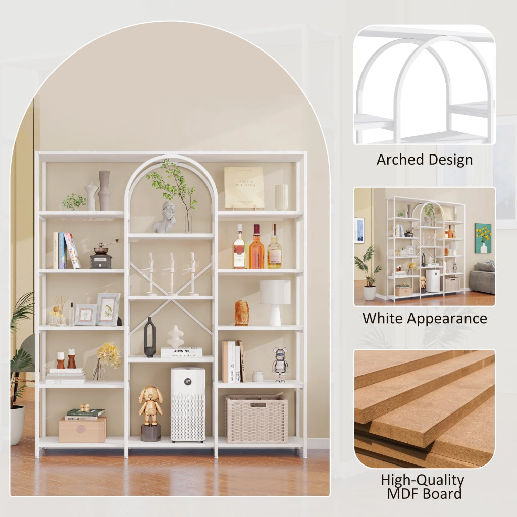 Libreria Scaffale con Ripiani ¨C MINIMAL ¨C Bianco, Metallo e MDF, 160x30x180