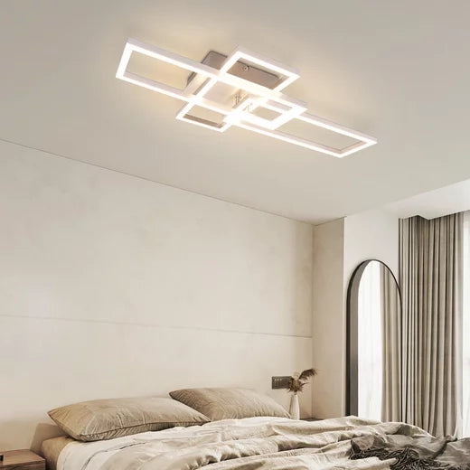 ZMH Lampada da soffitto LED geometrica dimmerabile argento 36W 64CM per casa moderna
