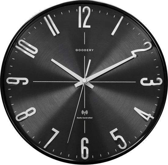 Orologio Radiocomandato per Parete Ø 30 cm Silenzioso 3D | Grande, Moderno, Orologio Analogo senza Suoni di Impatto, Virtuosamente Silenzioso | Decorazione per Ogni Parete | Orologio, Radiocomandato | Orologio Radiocomandato (Nero/Argento)