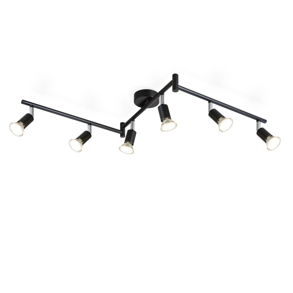 ZMH Faretto da soffitto neri 6 luci GU10 metallo ruotabili 330° per cucine soggiorni camere letto