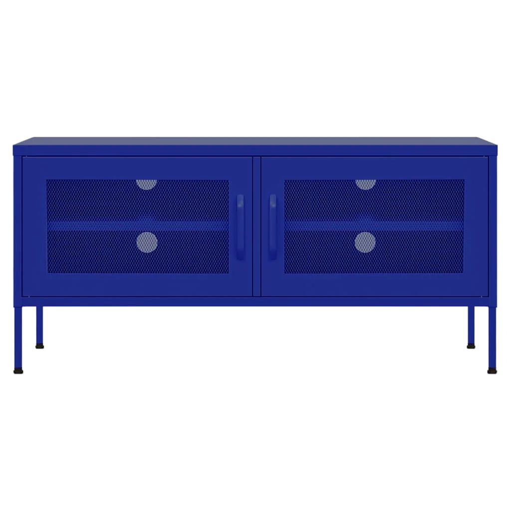 Mobile TV multimediale scaffale TV mobile TV sala da pranzo soggiorno camera da letto blu navy 105 x 35 x 50 cm acciaio blu 02_0027687