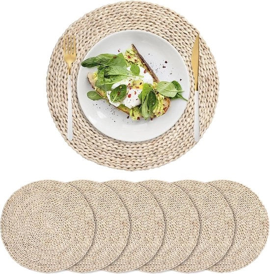 Placemats a maglia di cotone - tappeti di tavola in rattan naturale - placemats intrecciati in paglia - tavolo da pranzo/sala - 35 cm