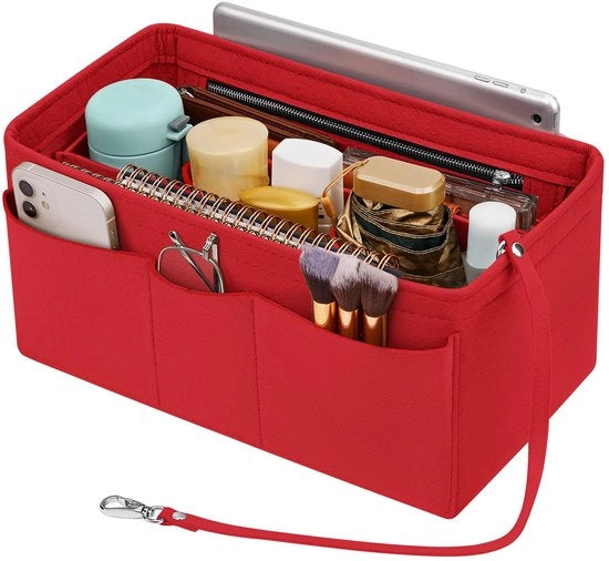 Organizzatore per Borse da Donna, Tasca per Borse con Molti Comparti, Borsa per Negozianti con Tasca Interna, Rosso, L