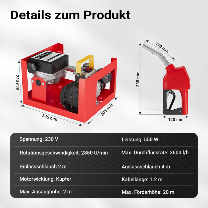 Pompa travaso gasolio, autoadescante, per biodiesel e olio combustibile 230V/550W 60l/min