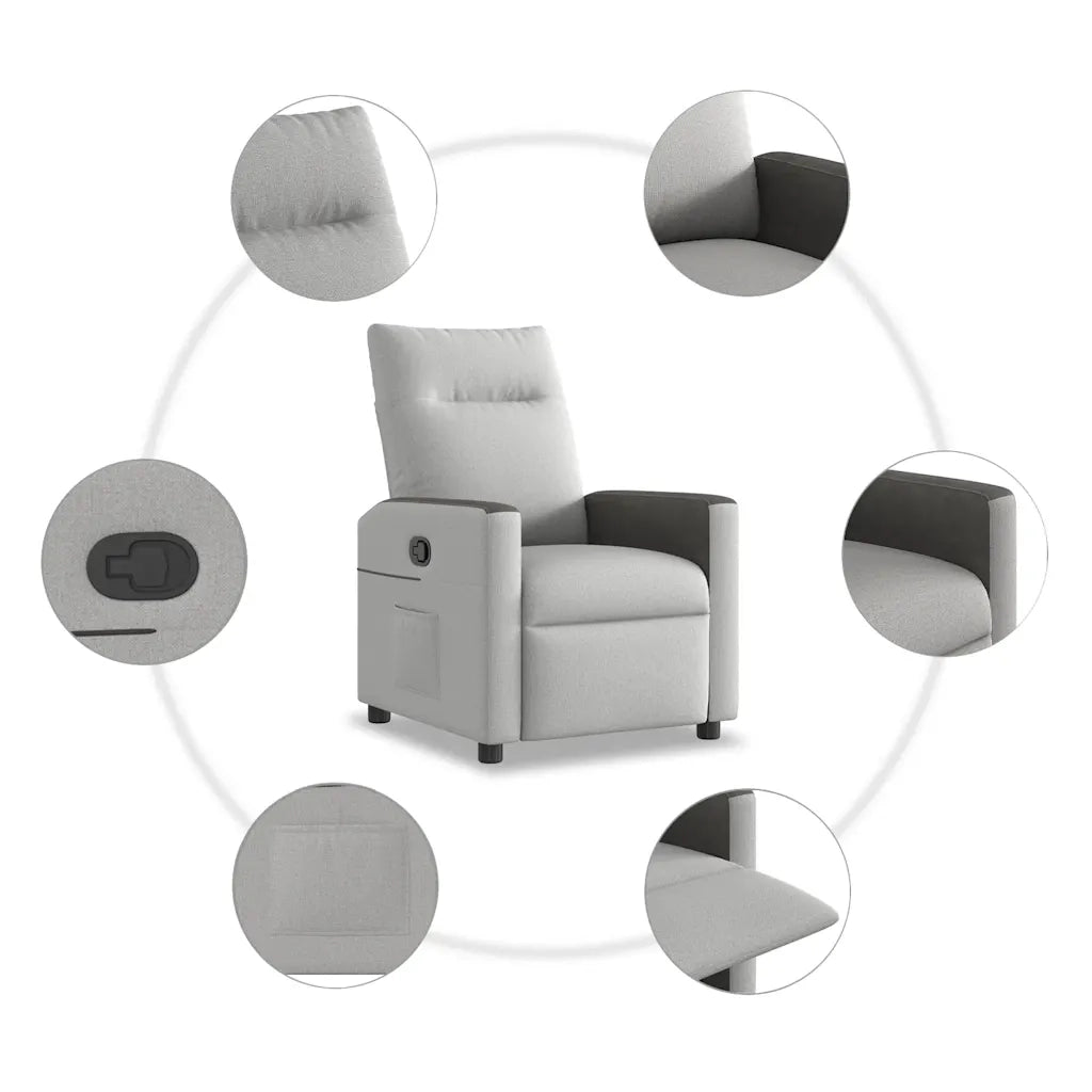 vidaXL Poltrona Reclinabile in Tessuto Grigio Nuvola