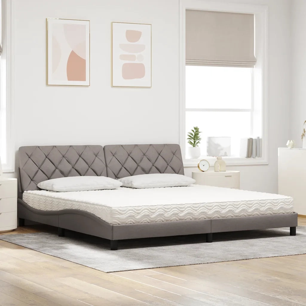 Letto con Materasso Tortora 200x200 cm in Tessuto 3310766