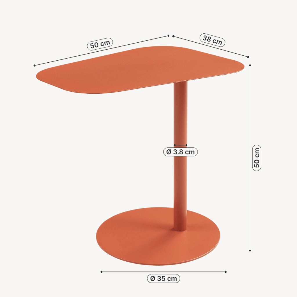 Tavolino Laterale da Divano Nastätten Metallo Piano Trapezoidale - Rosso Mattone Opaco [en.casa]