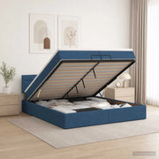 Letto ottomano con materasso Blu 200 x 200 cm Tessuto 3456274