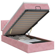 Letto ottomano con materasso Rosa 80 x 200 cm Velluto 3456452