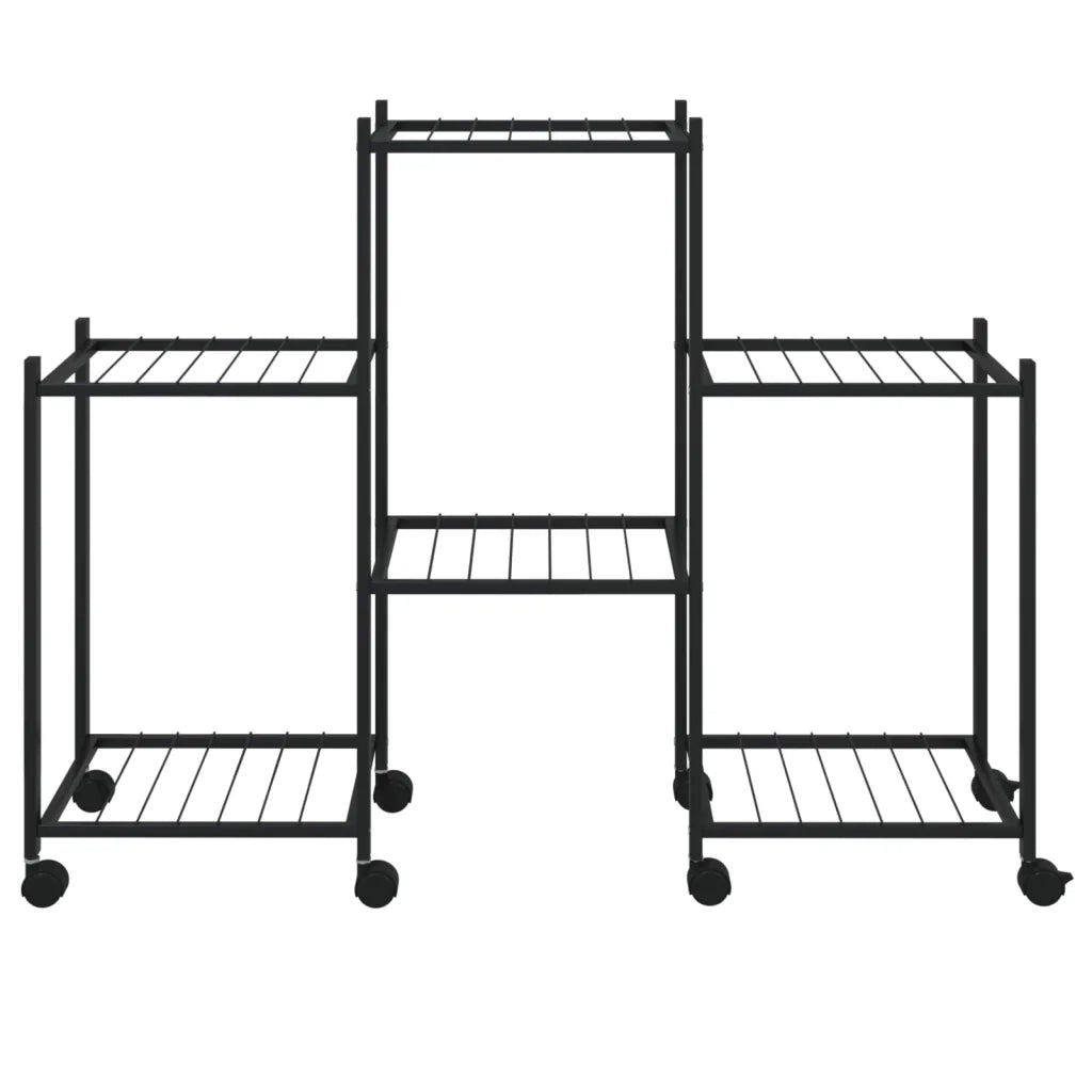 Portafiori | Sostegno per piante con Ruote 83x25x63,5 cm Ferro Nero