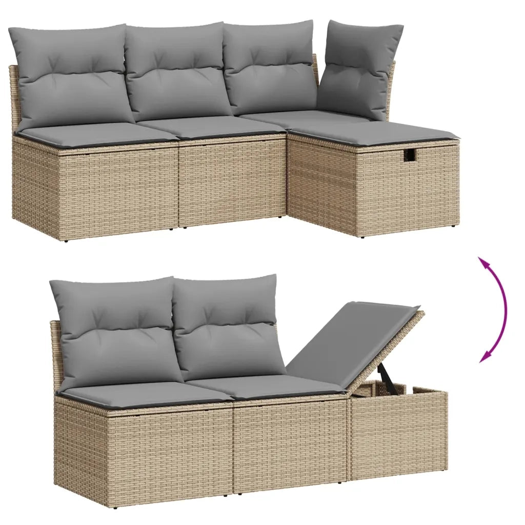 Set Divani da Giardino 7 pz con Cuscini Beige in Polyrattan 3274979