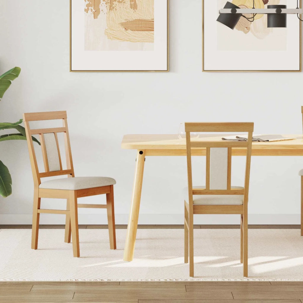 Sedia da pranzo 2 pcs Naturale e chiaro Legno di gomma solido 42020503