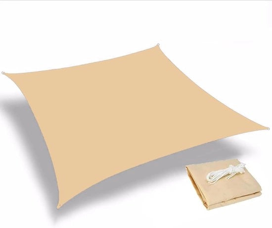 Ombrellone solare robusto, resistente ai raggi UV, impermeabile alle intemperie e corrosione, rettangolare, accessori di installazione, bordi incurvati per bloccare la luce solare, telo respirante, patio esterno, giardino di fiori (2x3m) - Beige