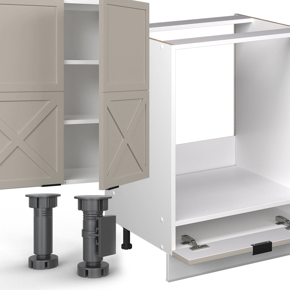 Cucina angolare completa Fame-Line GrigioBeige/Bianco 347 x 60 cm, PL Antracite Vicco