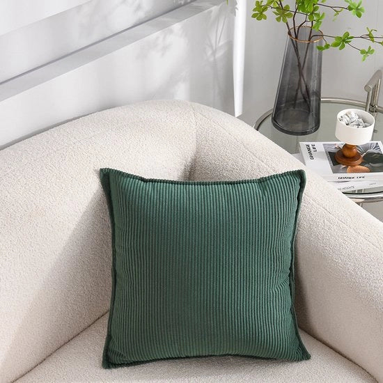 Set da due corduroy per cuscini - cuscini quadrati a strisce - copri cuscini decorativi - per divano, auto, terrazza, camera da letto, soggiorno - 65x65cm - Verde