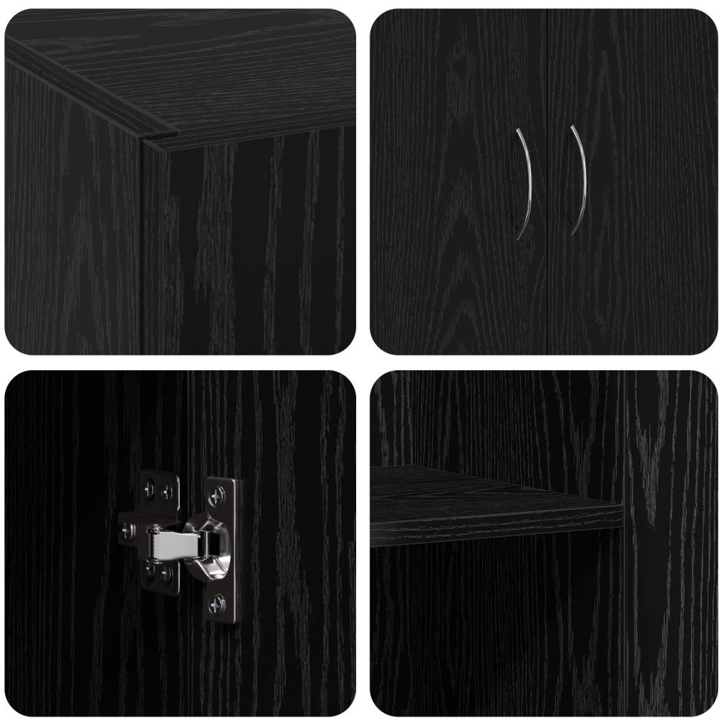 Armadio Ufficio Rovere Nero 60x32x77.5 cm Legno Ingegnerizzato