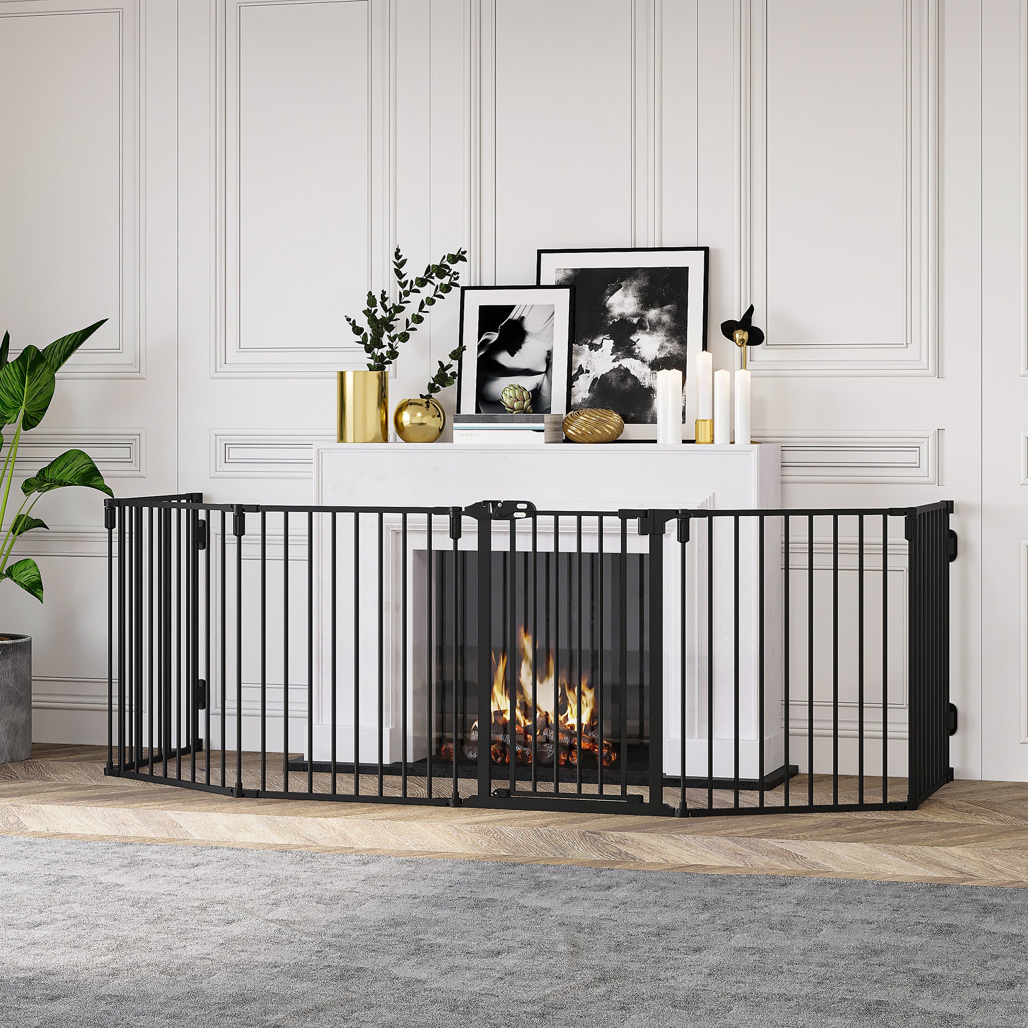 Recinto per Cani Gatti Pieghevole 362,5x2x76 cm 6 Sezioni in Acciaio Nero