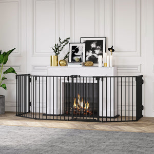 Recinto per Cani Gatti Pieghevole 362,5x2x76 cm 6 Sezioni in Acciaio Nero