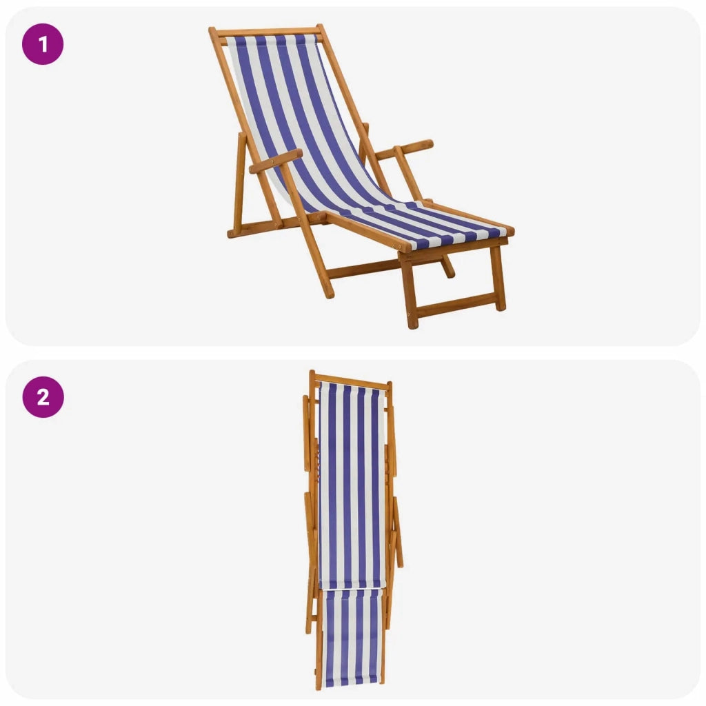 Lettino prendisole pieghevole 2 pcs 3 Posizione Blu e Bianco 3407828