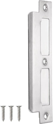 Placca di allacciamento per battenti di porta in acciaio inossidabile 201, colore argento, dimensioni 155mm x 35mm, robusta e duratura.
