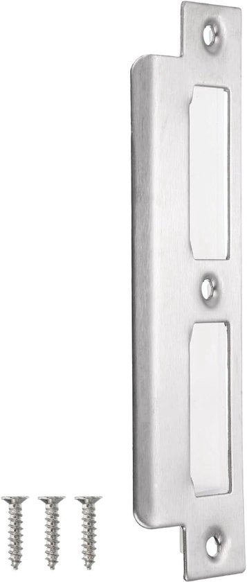 Placca di allacciamento per battenti di porta in acciaio inossidabile 201, colore argento, dimensioni 155mm x 35mm, robusta e duratura.
