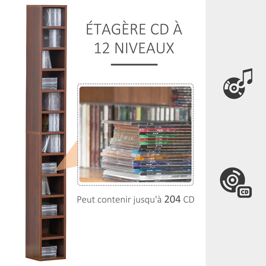 Libreria colonna CD DVD ¨C Xylo ¨C 12 scomparti legno marrone 21x20x175 cm