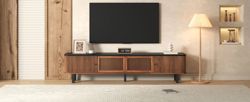 MOBILE TV 190x35x45 cm Noce con ante scorrevoli e anta a griglia