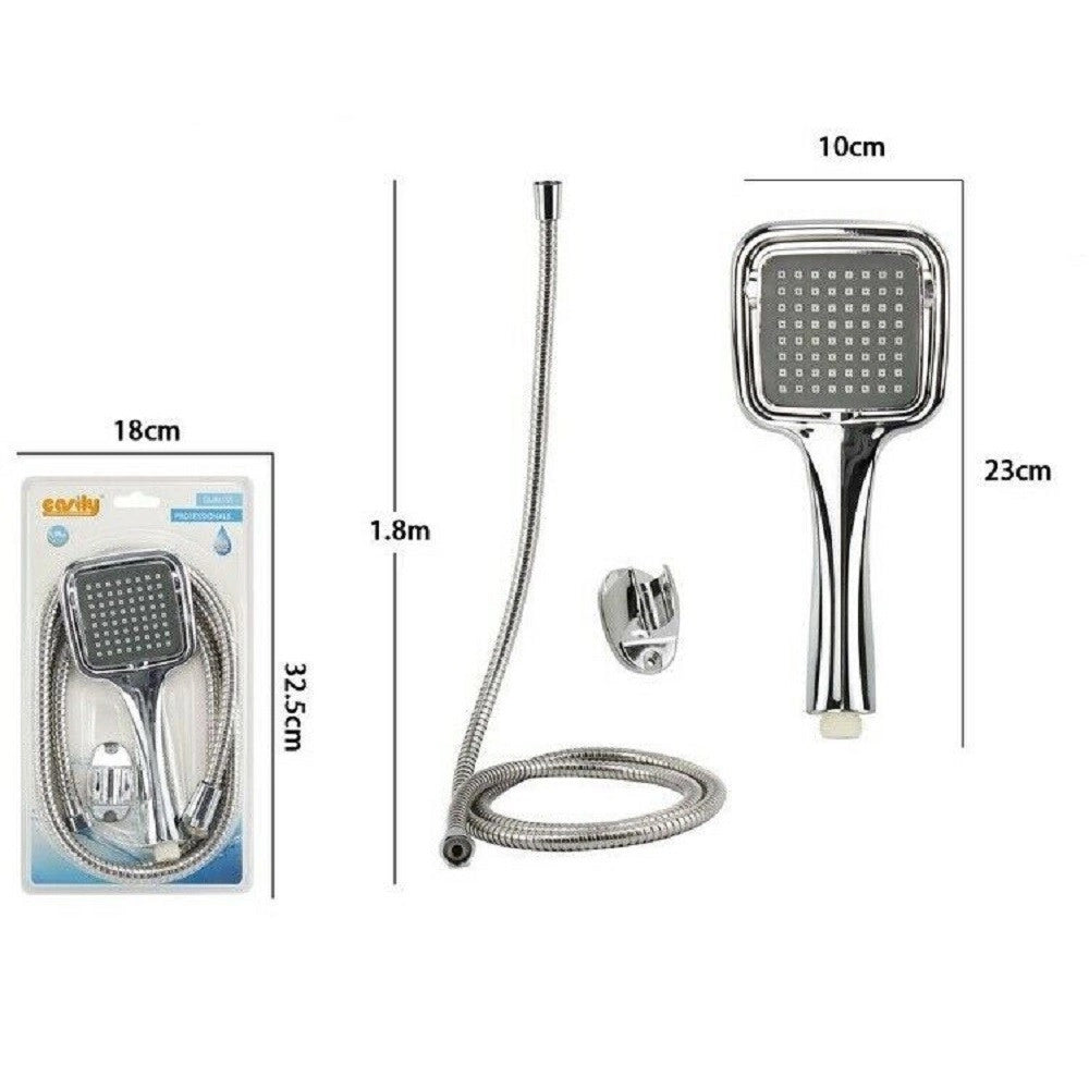 Trade Shop - Kit Doccetta Doccino Soffione Doccia Bagno Laccio 1,8 Mt Staffa 59171 Quadrata -