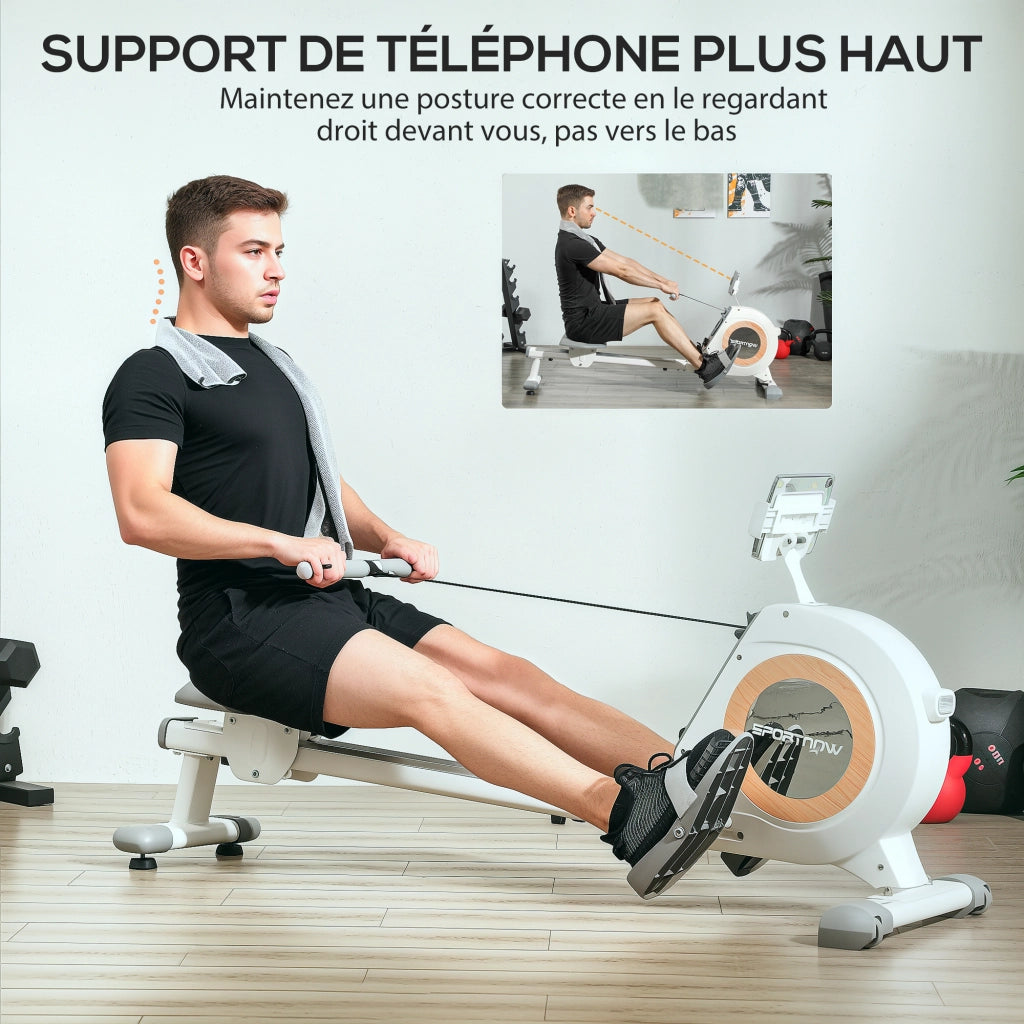 Rameur Magnetico 16 Livelli con Schermo LCD e Supporto Telefono ¨C zephmum ¨C Verticale
