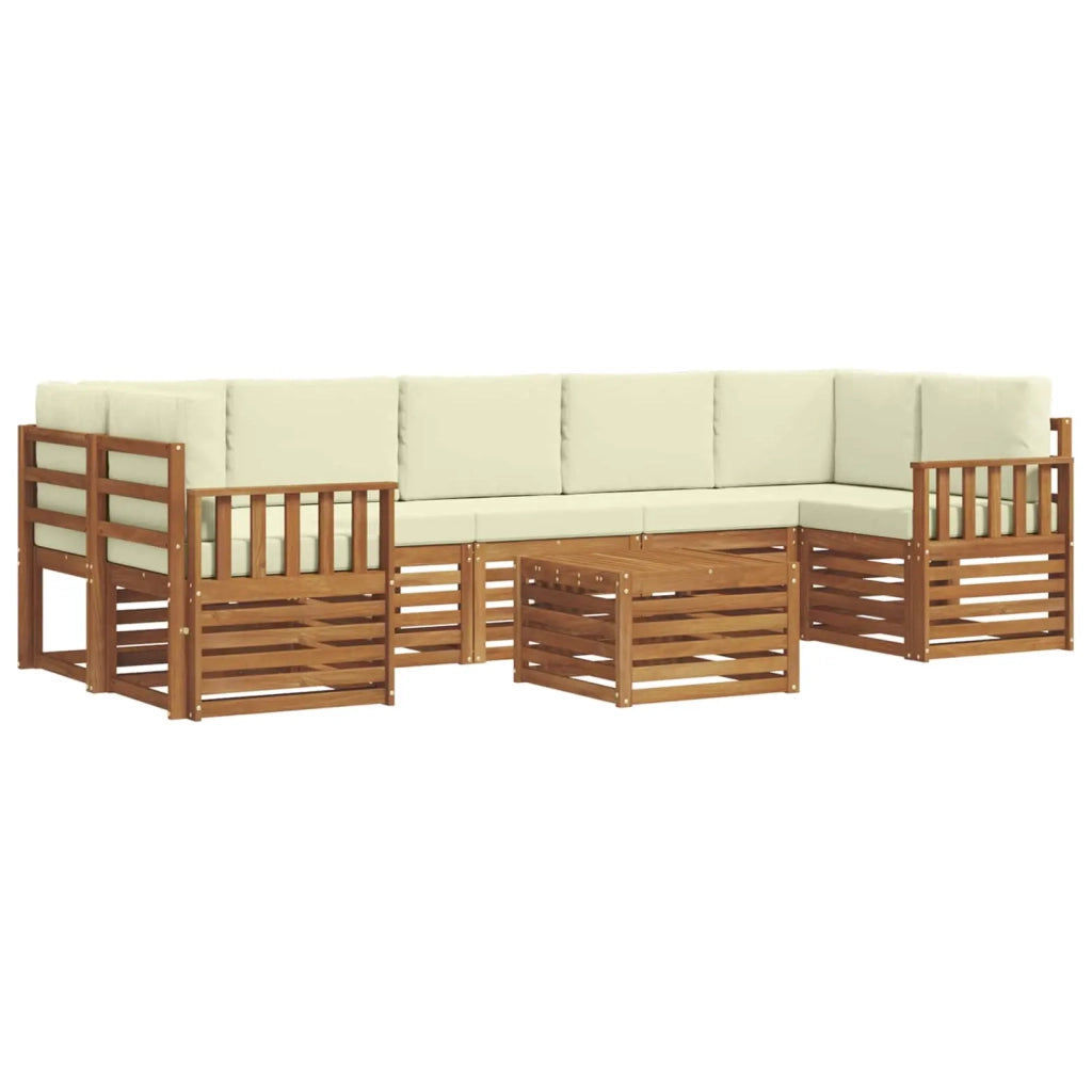 Set di divani da esterno con cuscino 8 pcs Naturale e Crema
