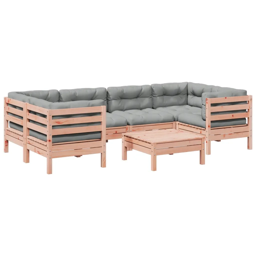 Set Divani Giardino 7 pz Cuscini Legno Massello Abete Douglas