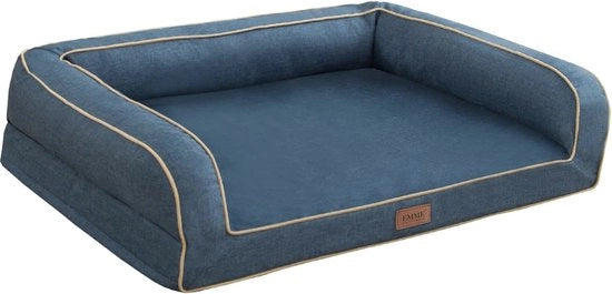 Letto per cani ortopedico, banco per animali con cuscino a schiuma e gamba rimovibile e calza in felpa lavabile per cani grandi per tutte le stagioni (blu, grande) L: esterno ca. 91,5 x 71 x 23 cm