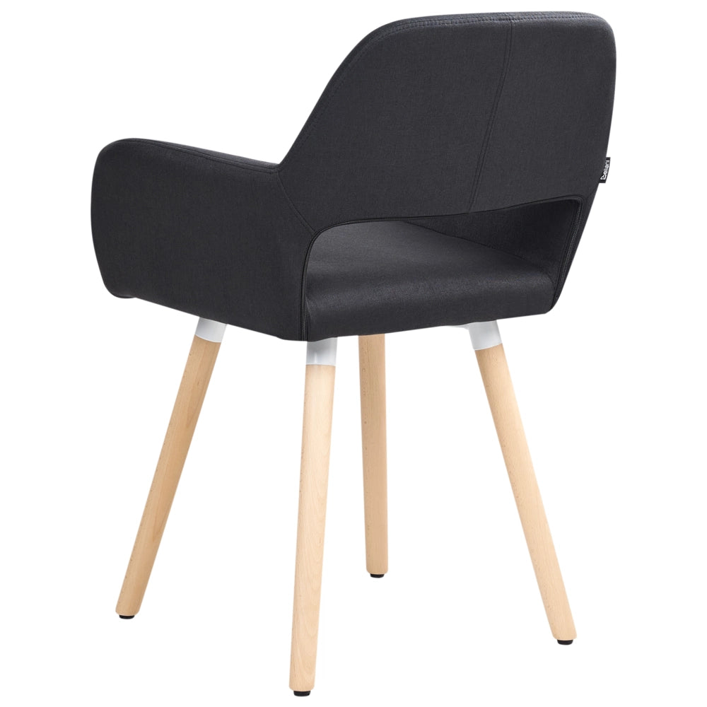 Set di 2 sedie da pranzo rivestimento in tessuto Nero gambe in legno chiaro stile moderno eclettico