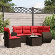 Set Divani da Giardino 6 pz con Cuscini Marrone in Polyrattan 3221383