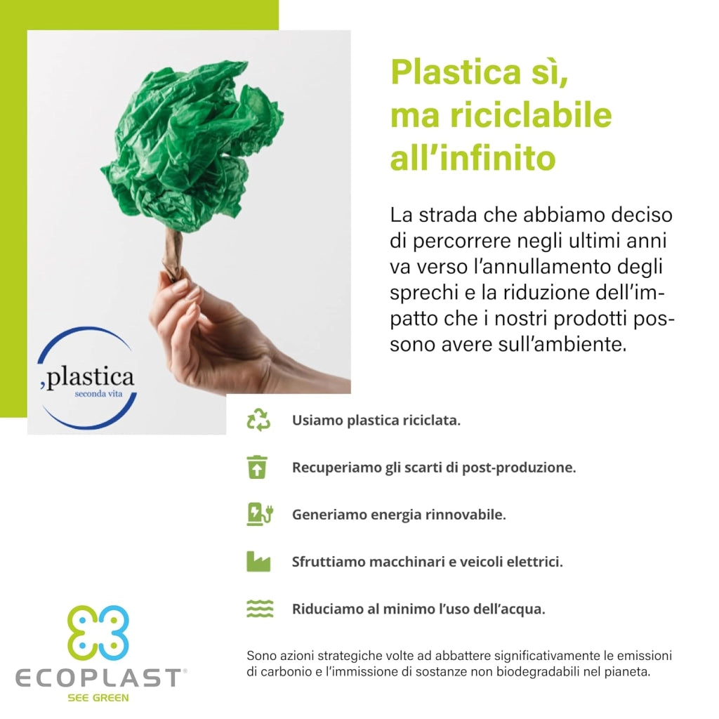 Ecoplast Set 3 Pattumiere 50L Raccolta Differenziata