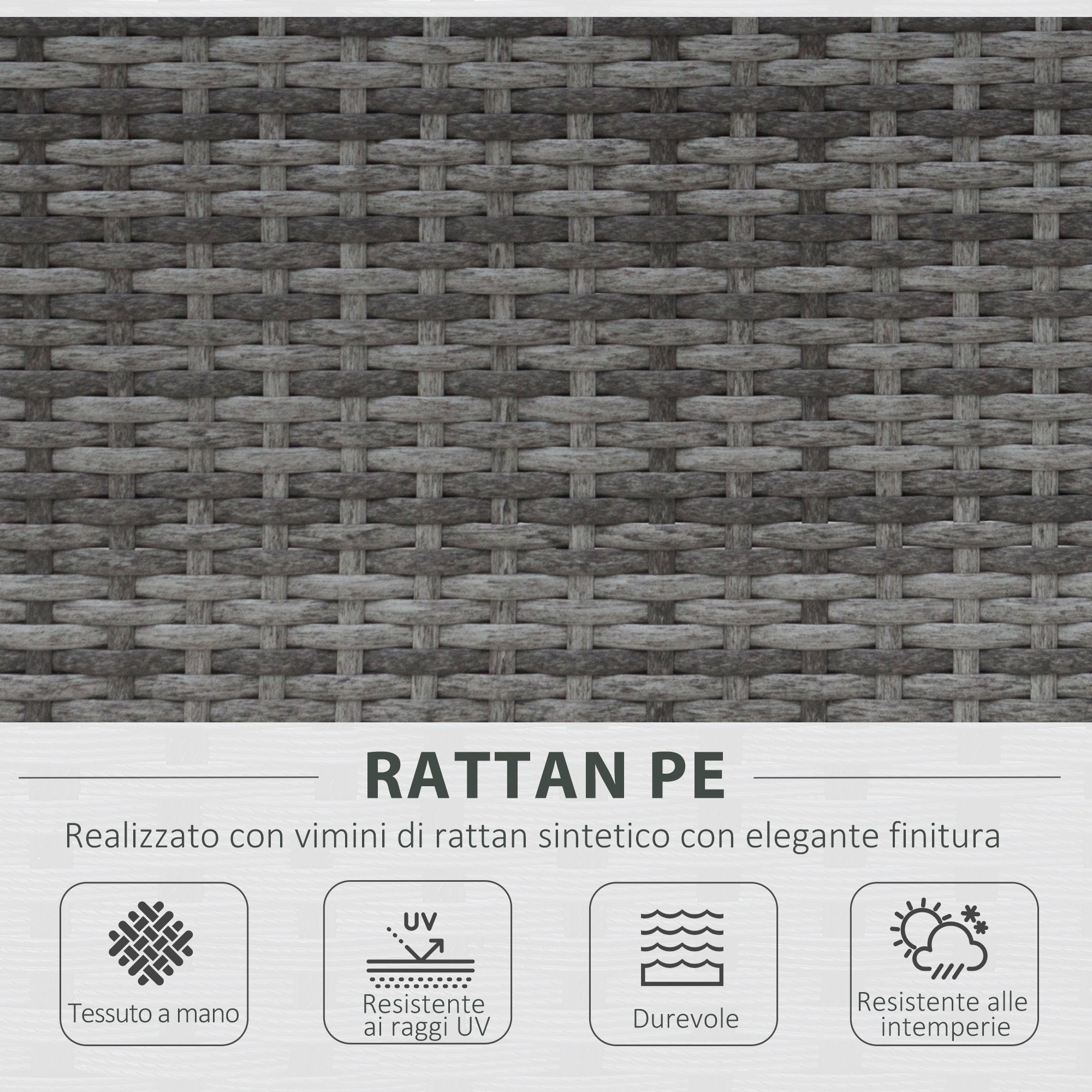 Set da Giardino Divano 2 Poltrone 1 Tavolino  Fergus Marrone