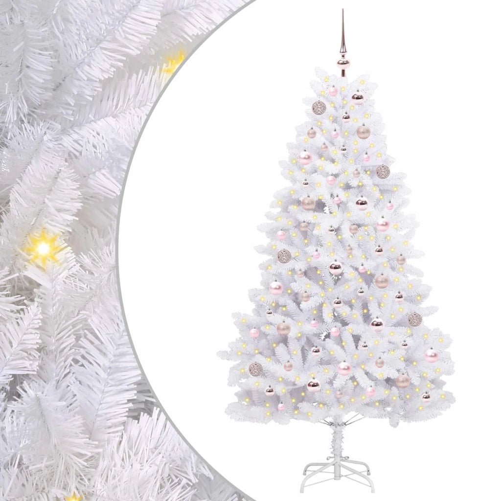 Albero di Natale Artificiale con Rami Pieghevoli Bianco 180 cm
