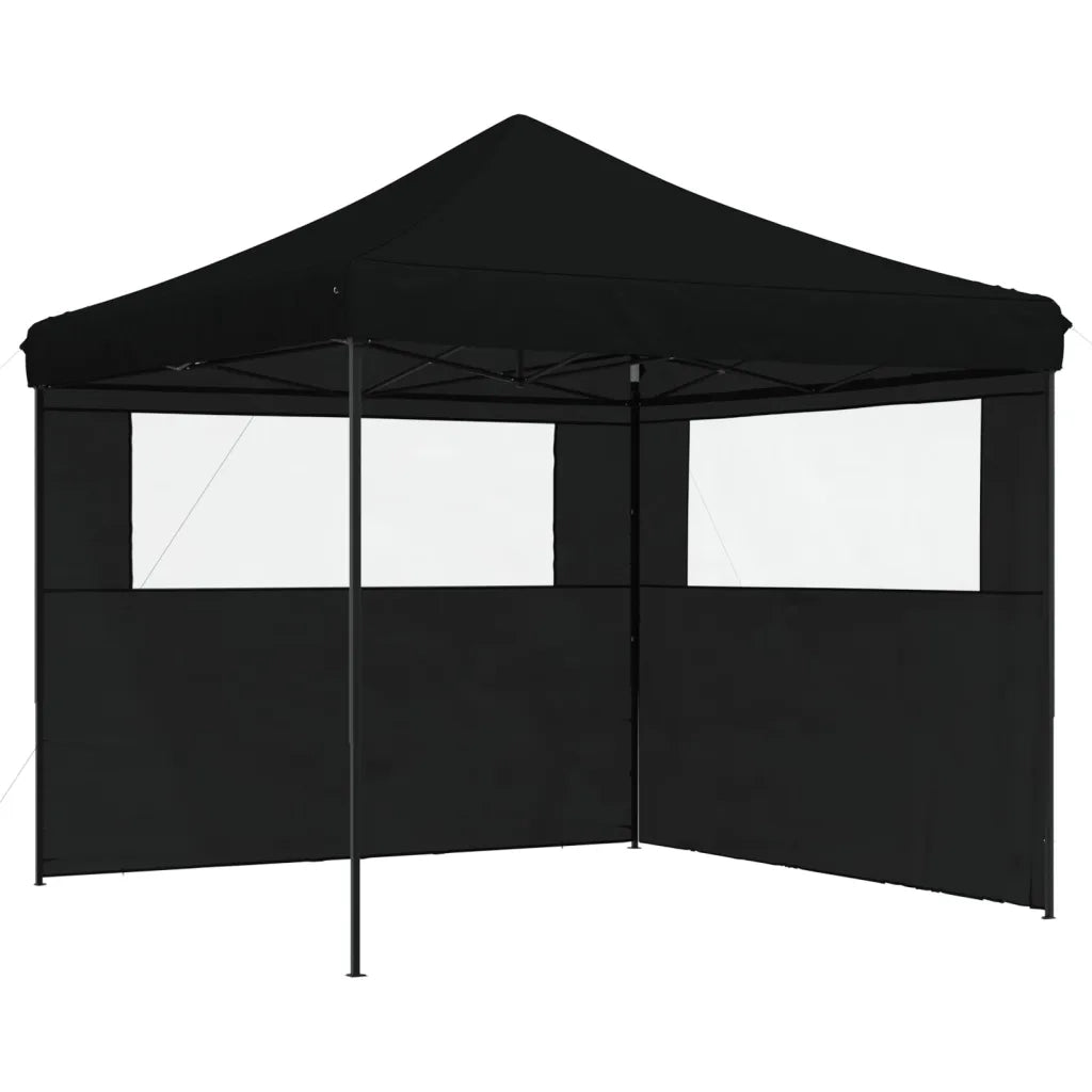 Tendone per Feste Pieghevole Pop-Up con 2 Pareti Nero 4004927
