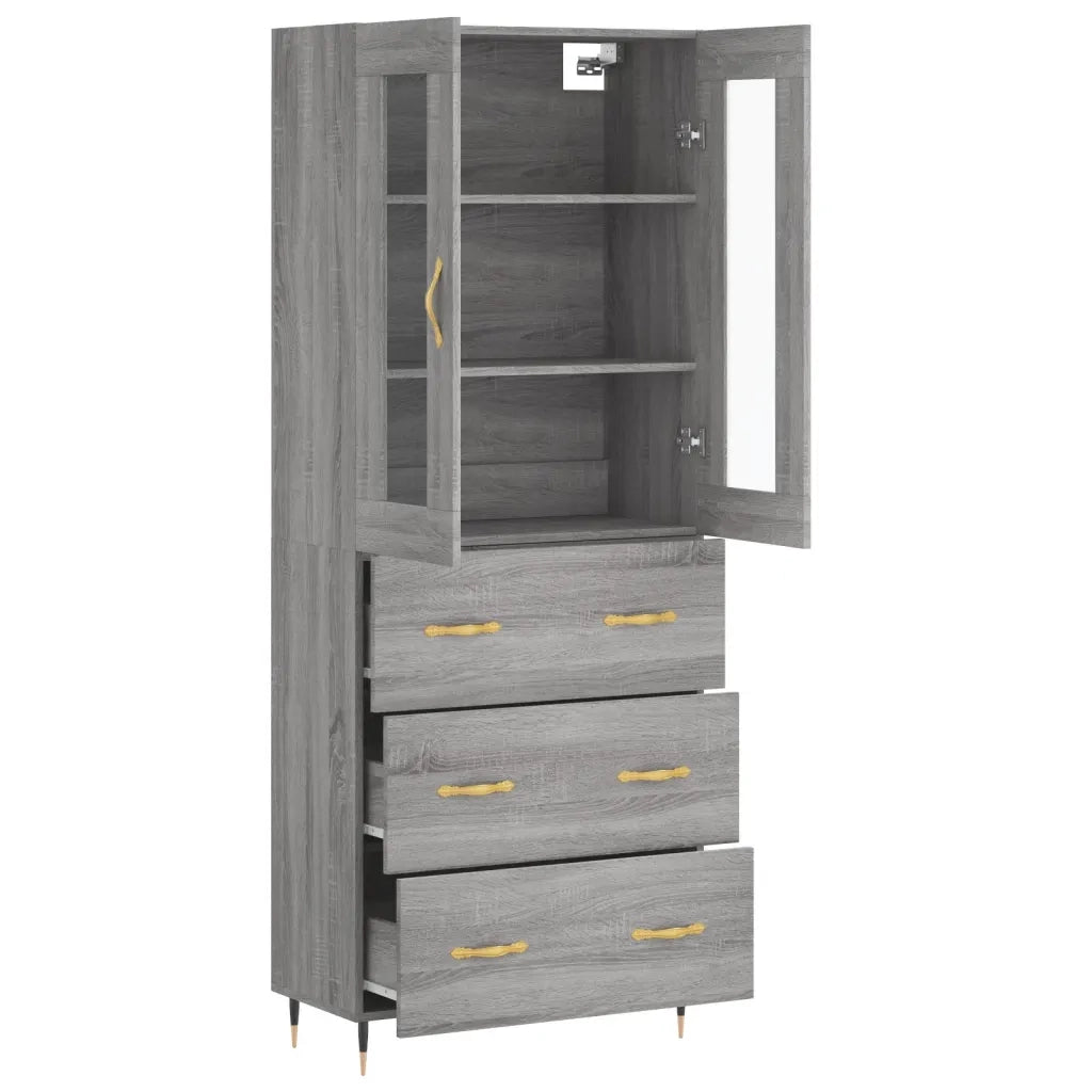 Credenza Grigio Sonoma 69,5x34x180 cm in Legno Multistrato 3198391
