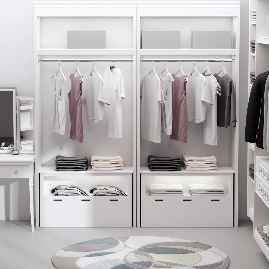 Armadio con 3 cassetti e ripiani aperti ¨C zephmum ¨C 102x33x61,5 cm bianco