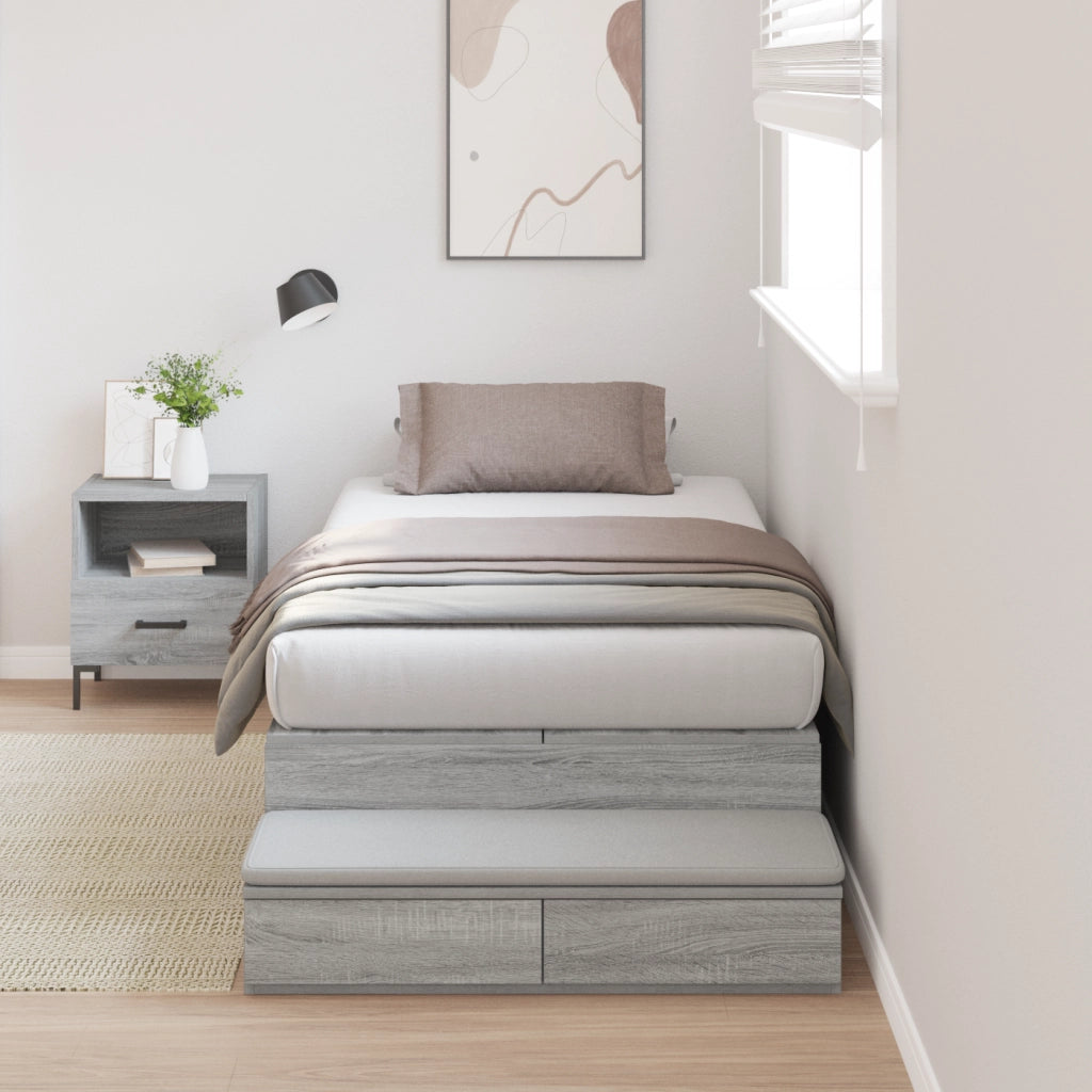 Struttura Letto con Contenitore Grigio Sonoma 90x190 cm