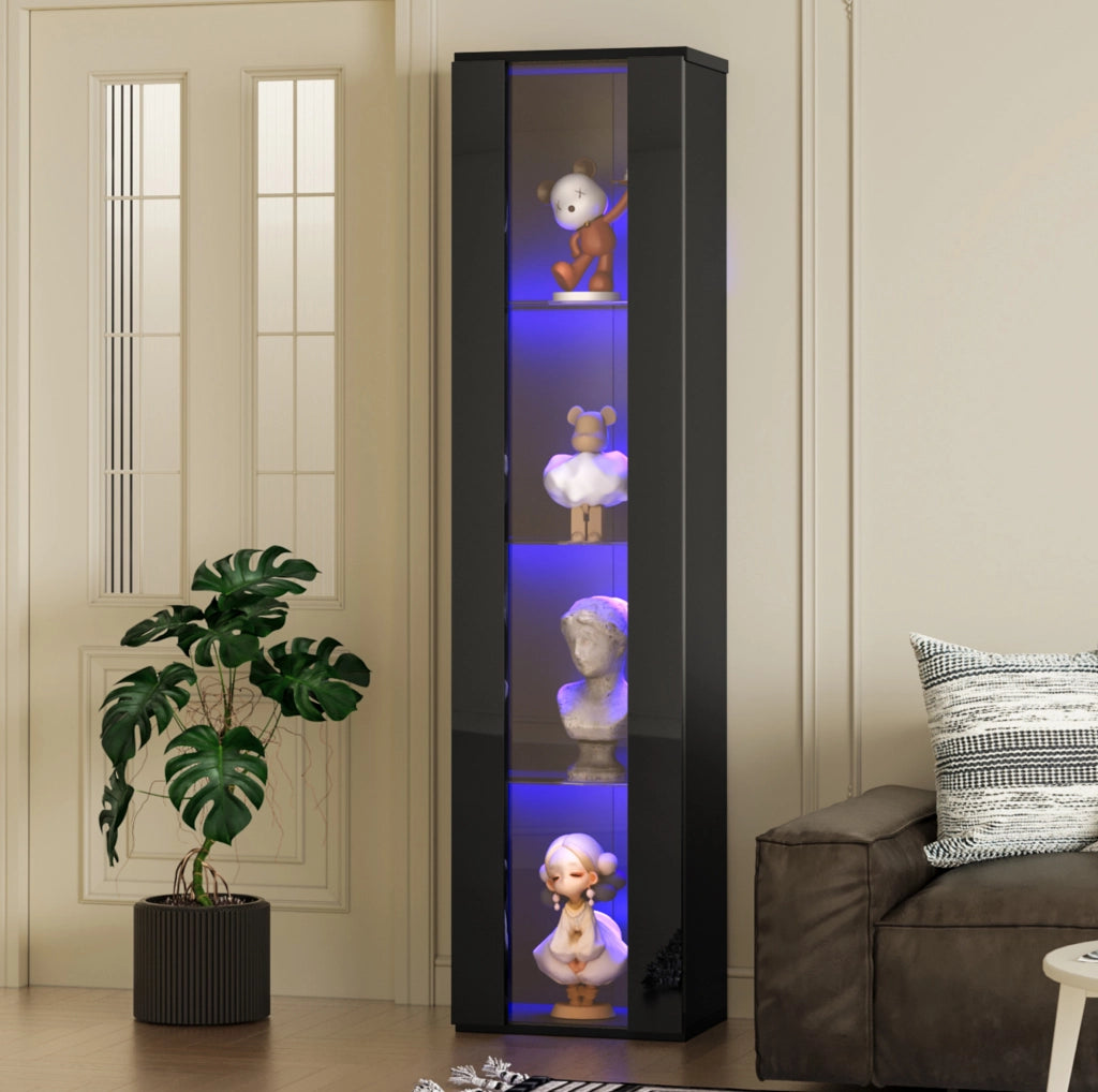 Vetrina espositiva 40 x 29 x 170 cm; 4 livelli; LED multicolore; nera